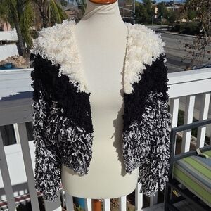 Le Sweater Small Elegant Black and White Women's Cardigan